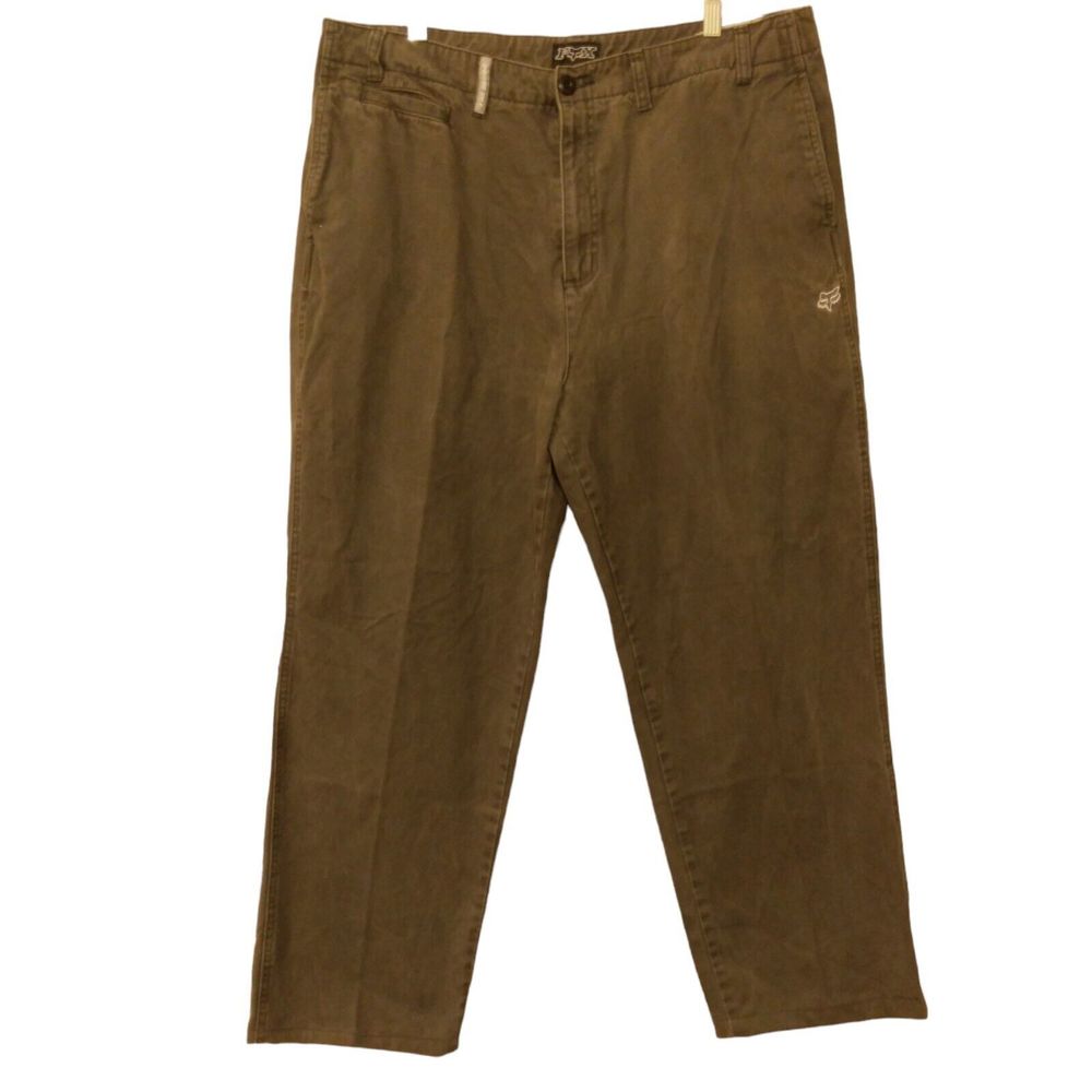 FOX Racing pants mens 38 38x30 gray chino loose baggy straight leg cotton